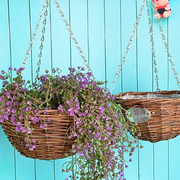 Orchid Hanging Planters, Rattan Hanging Basket for Plants, Indoor Outdoor Plant Flower Hanging Pots Woven Straw Planter Ceiling Flower Pots for Garden Home Decoration - Image 2