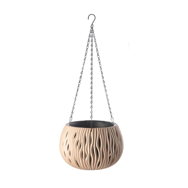 Rattan Hanging Basket Planter for Outdoor Gardening with Water Barrier Design to Prevent Root Rot and Ensure Long-Term Plant Health