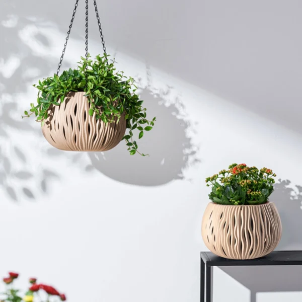 Rattan Hanging Basket Planter for Outdoor Gardening with Water Barrier Design to Prevent Root Rot and Ensure Long-Term Plant Health - Image 2