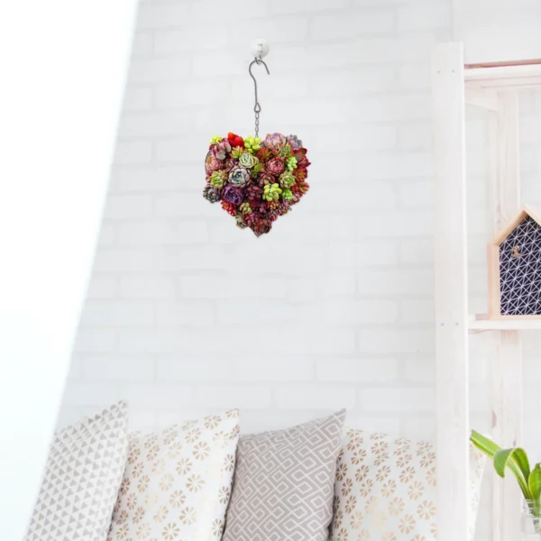Iron Hanging Planter Metal Heart-Shaped Indoor Hanging Planter Decoration 14.37"X7.87"X2.76" - Image 2
