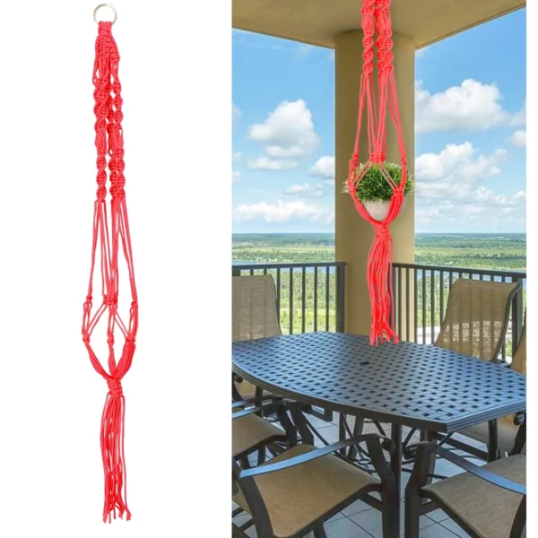 Plant Hanger Net Flower Pot Hanging Holder Woven Basket Large to Wall Toy Bin Red