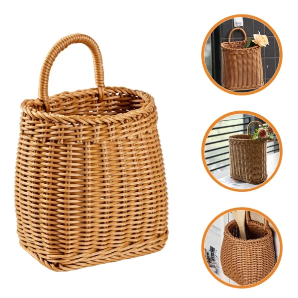 Rattan Hanging Basket for Plants, Wall Flower & Fruit Organizer - Image 2