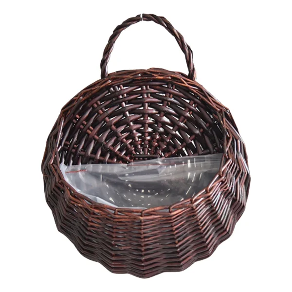 Clearance!  Wall Fence Hanging Planter Handmade Rattan Basket Hand Made Wicker Rattan Flower Basket Flower Pots Hanger Garden Decoration Indoor Outdoor Watering Hanging Baskets - Image 2