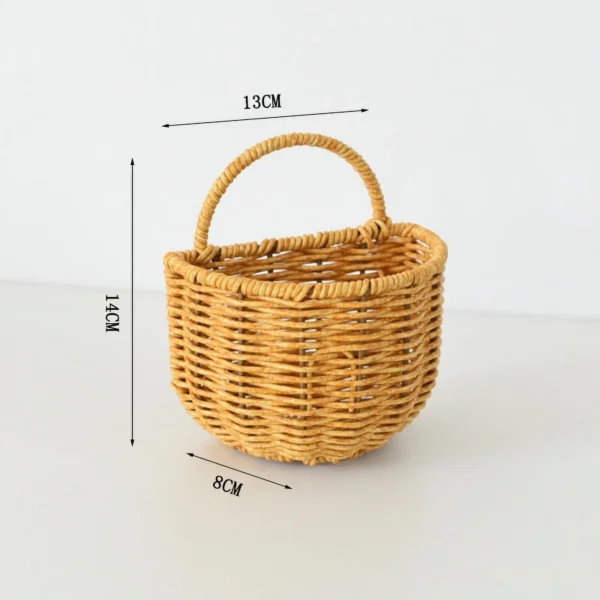 Small Hanging Basket for Wall Woven Storage Basket Imitation Rattan Wall Hanging Flower Basket Wall-Mounted Sundries Basket Kitchen Vegetables Storage Of The Day Gifts For Womem/Men