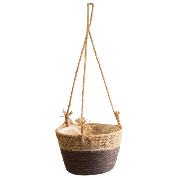 Wicker Hanging Planters 19.7"x7.9"x5.1", 1PC Folding Hanging Basket Organizer Storage Baskets, Home Decor Wicker Plant Pots for Fresh Plants and Artificial Flowers, Silver
