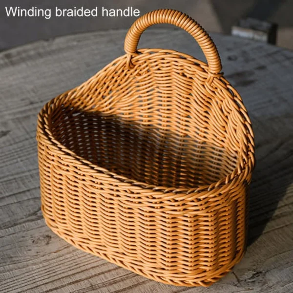 Wicker Storage Basket with Handle Shopping Basket Semi-Circular Woven Rattan Wall Hanging Planter Basket for Home Garden Wedding Wall Decor - 1PC - Image 2
