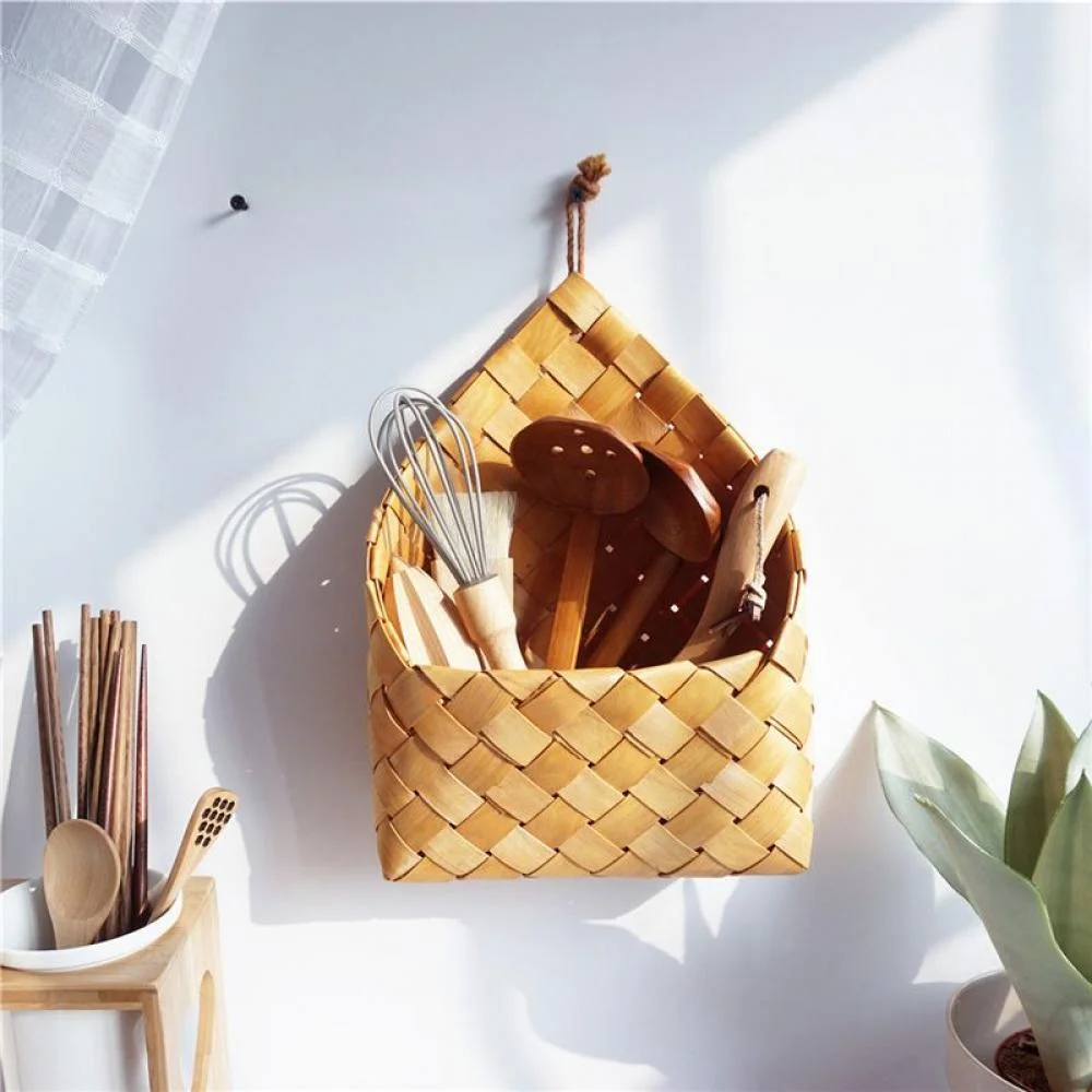 Wall Hanging Natural Wicker Flower Pot Rattan Basket - Image 2