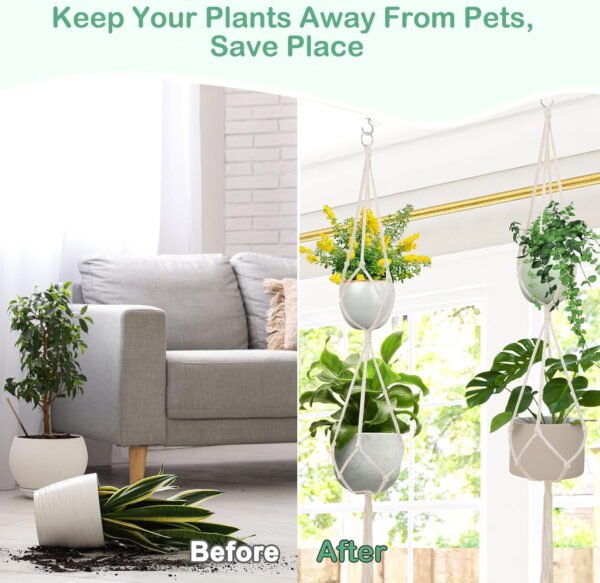 2pcs  Plant Hangers, Hanging Planters for Indoor Plants Hanger,2 Tier Hanging Planter Basket Decorative Flower Pot Holders for Succulents Cacti Herbs, Boho Home Decor - Image 2