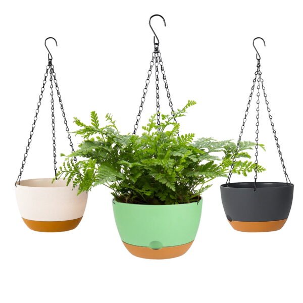 3 Pack Plastic Hanging Planters 8.3" Hanging Flowerpot with Drainage Hole Indoor Outdoor