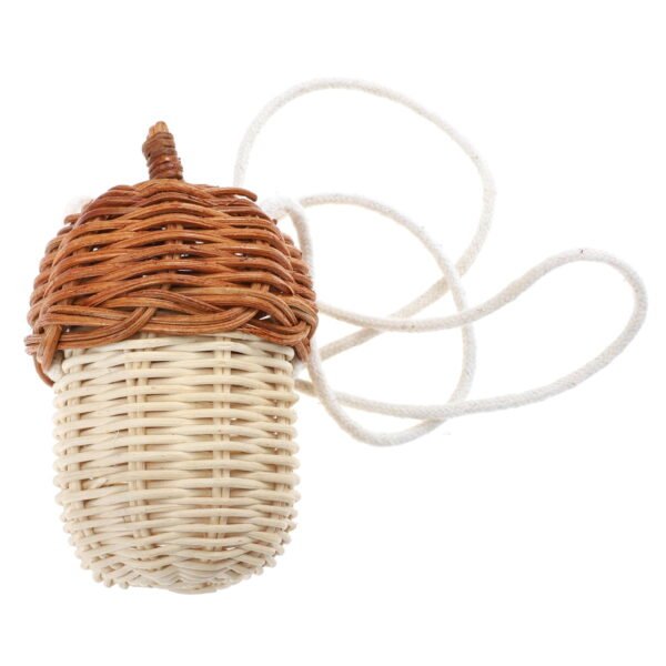 1pc Children Lovely Rattan Woven Basket Mini Rattan Hanging Basket (Beige)