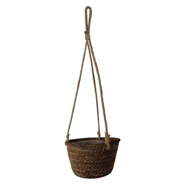 Green Dill Hanging Storage Basket, Rattan Garden Basket, Waterproof Wicker, Outdoor Plant Pot, for Patios, Kitchen Storage, Decorative Hanging Planter, Natural Grass Vase, Home Decor, - Image 2