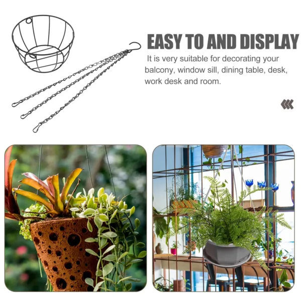 Hanging Basket for Balcony Flowers and Storage Durable Round Planter with Chain 10.5 - Image 2