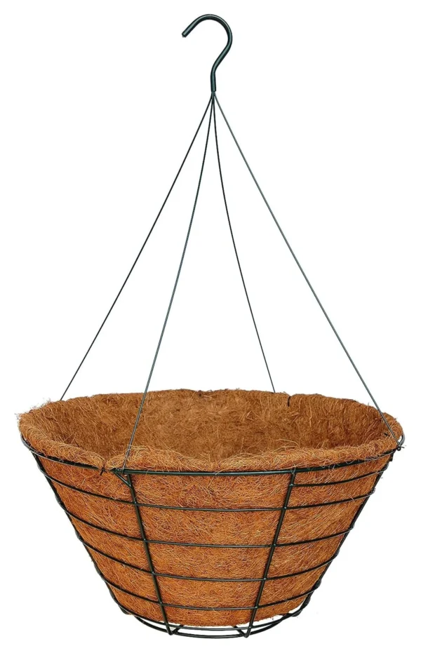 20" Traditional Heavy Duty Hanging Basket  with Hand Formed Cocomoss Liner and Rigid Hanger