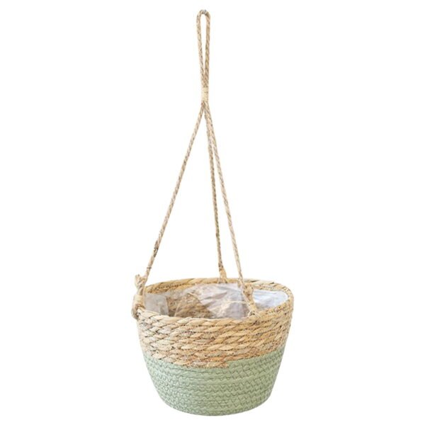 Wind Rattan Hanging Basket | Decorative Wall Planter | Space-Saving Storage for Indoor/Outdoor Use | Green Dill Gardening Basket | Ideal for Home, Office & Garden Decor - Image 2