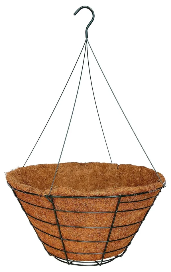 20" Traditional Heavy Duty Hanging Basket  with Hand Formed Cocomoss Liner and Rigid Hanger - Image 2