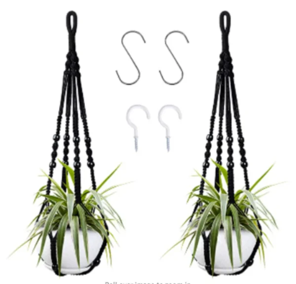 2 Pack  Hanging Planter Basket Rope Pot Holder Decor Garden Plant Hanger