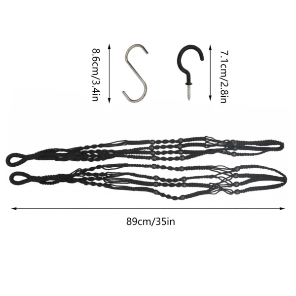 2 Pack  Hanging Planter Basket Rope Pot Holder Decor Garden Plant Hanger - Image 2