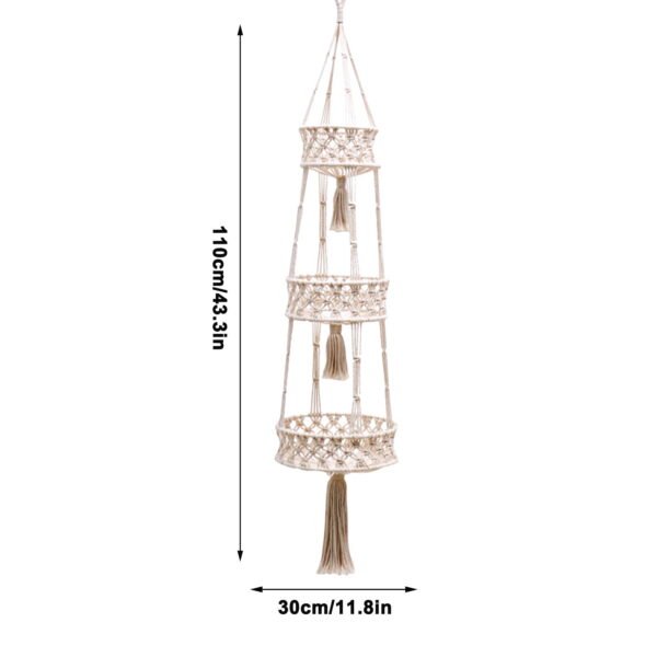 Hanging Plant Basket Handwoven Cotton Rope Flower Pot Indoor Planter Hanger Woven Organizer Bin Home Decor Storage Organizer Gardening Plant Decoration - Image 2
