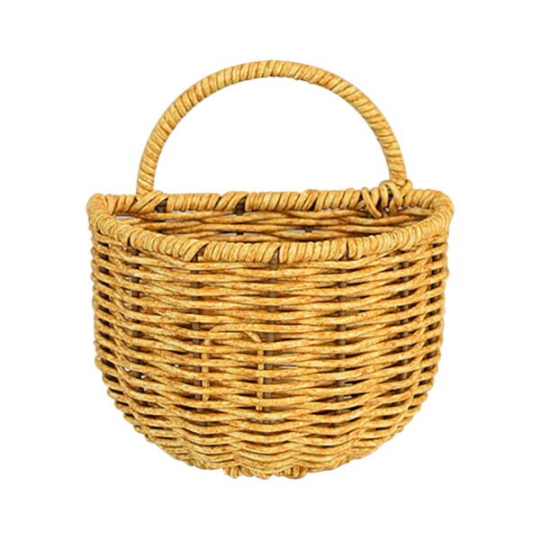 Small Hanging Basket for Wall Woven Storage Basket Imitation Rattan Wall Hanging Flower Basket Wall-Mounted Sundries Basket Kitchen Vegetables Storage Of The Day Gifts For Womem/Men - Image 2