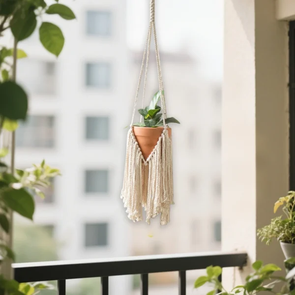 Generic Hanging Planters Basket, Pocket Hand Woven Hanging Basket Holder Tapestry Flower Basket With Exquisite Tassel Indoor Balcony Decoration
