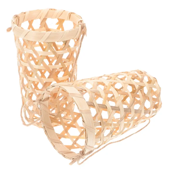 2pcs Hanging Orchid Planter Bamboo Woven Flower Basket with Hanging Rope for Indoor and Outdoor Wall Flower Display 5.5x3.5x2.4 ″