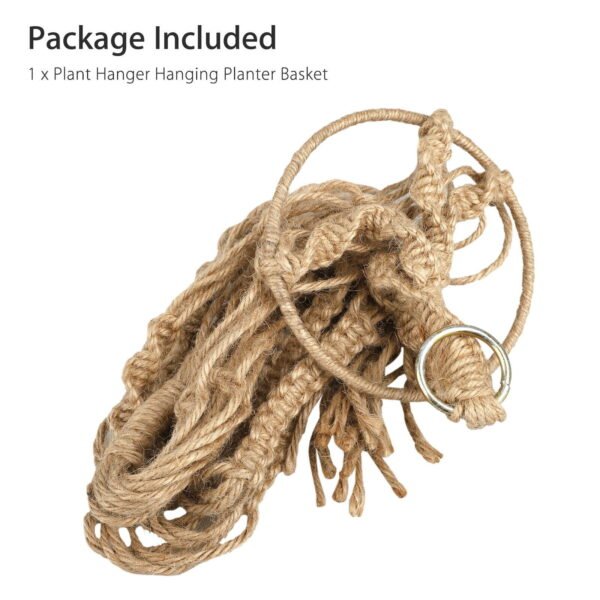 Plant Hanger Indoor Hanging Planter Basket Hemp Rope Braided Flower Pot Plant Holder, 1 Pack - Image 2