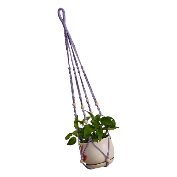 Flower Pots Pocket Hanging Handmade Cotton Rope Weaving Outdoor Home Gardening Decorative Flower Pots Hanging Basket