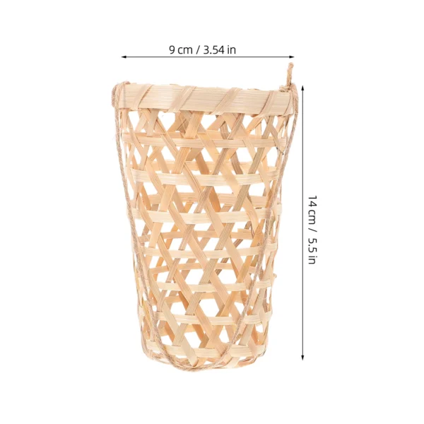 2pcs Hanging Orchid Planter Bamboo Woven Flower Basket with Hanging Rope for Indoor and Outdoor Wall Flower Display 5.5x3.5x2.4 ″ - Image 2