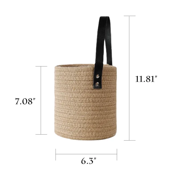 Hanging Basket Small Woven Hanging Basket for Plants Hanging Wall Planters Indoor Set Boho 2 Pack Brown - Image 2