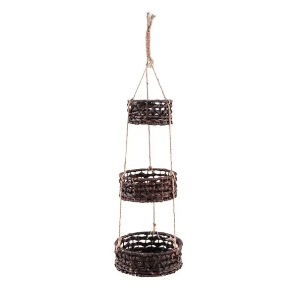 Handmade Hanging Woven Rattan Planter Storage Basket Flower Baskets for Home Garden Outdoor Porch Decoration