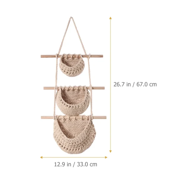 3 Tier Hanging Basket, Decorative, Set of 3 - Image 2